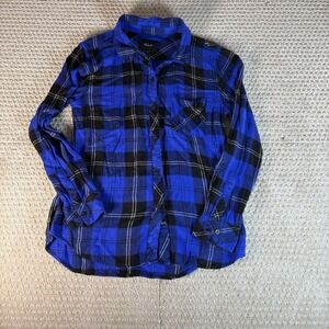 Rails Womens Size Small Blue Plaid Evelyn Cobalt Tartan Button‎ Down Tunic Shirt